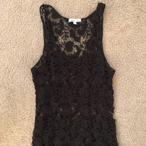 Black lace print bikini coverup top